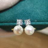 Silver Freshwater Pearl Princess Style Earrings Wedding Jewelry
