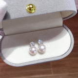 Silver Freshwater Pearl Princess Style Earrings Wedding Jewelry