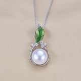 Natural Pearl Leaf Pendant 925 Sterling Silver Jewelry for Women