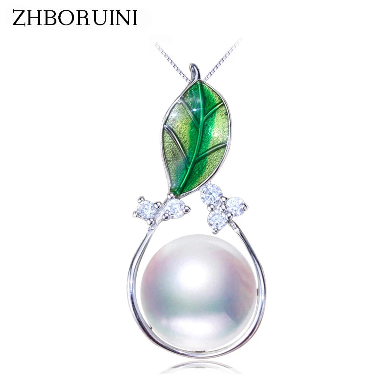Natural Pearl Leaf Pendant 925 Sterling Silver Jewelry for Women