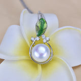 Natural Pearl Leaf Pendant 925 Sterling Silver Jewelry for Women
