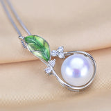 Natural Pearl Leaf Pendant 925 Sterling Silver Jewelry for Women