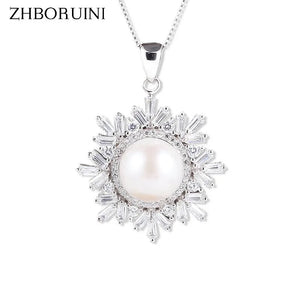 Freshwater Pearl Snowflake Pendant 925 Sterling Silver Jewelry