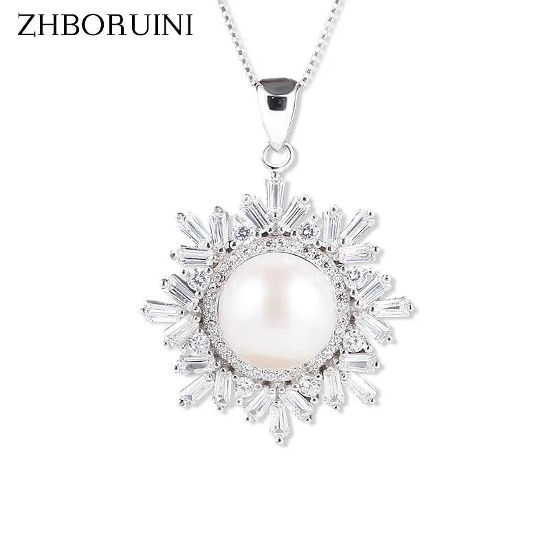 Freshwater Pearl Snowflake Pendant 925 Sterling Silver Jewelry