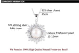 Freshwater Pearl Snowflake Pendant 925 Sterling Silver Jewelry