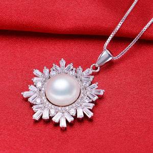 Freshwater Pearl Snowflake Pendant 925 Sterling Silver Jewelry