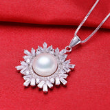 Freshwater Pearl Snowflake Pendant 925 Sterling Silver Jewelry