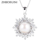 Freshwater Pearl Snowflake Pendant 925 Sterling Silver Jewelry