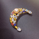 Freshwater Pearl Brooch Moon Brooch Pins Corsage Accessories