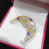 Freshwater Pearl Brooch Moon Brooch Pins Corsage Accessories