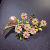 Freshwater Pearl Brooch Plum Blossom Pin Non Fading