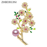 Freshwater Pearl Brooch Plum Blossom Pin Non Fading
