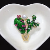 Natural Freshwater Pearl Cactus Brooch for Women