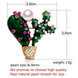 Natural Freshwater Pearl Cactus Brooch for Women