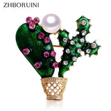 Natural Freshwater Pearl Cactus Brooch for Women