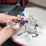 Natural Freshwater Pearl Deer Brooch Jewelry Gift