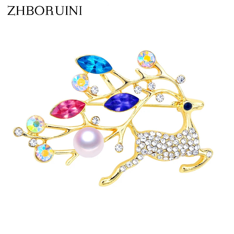 Natural Freshwater Pearl Deer Brooch Jewelry Gift