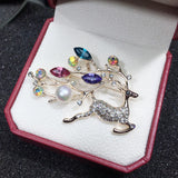 Natural Freshwater Pearl Deer Brooch Jewelry Gift