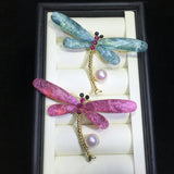 Natural Freshwater Pearl Dragonfly Brooch for Women