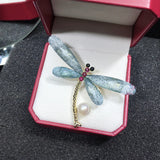 Natural Freshwater Pearl Dragonfly Brooch for Women