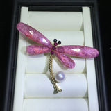Natural Freshwater Pearl Dragonfly Brooch for Women