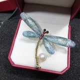 Natural Freshwater Pearl Dragonfly Brooch for Women