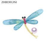 Natural Freshwater Pearl Dragonfly Brooch for Women