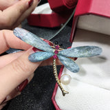 Natural Freshwater Pearl Dragonfly Brooch for Women