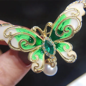 Natural Freshwater Pearl Brooch Enamel Butterfly Pin
