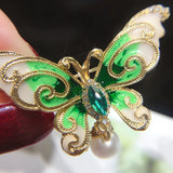 Natural Freshwater Pearl Brooch Enamel Butterfly Pin