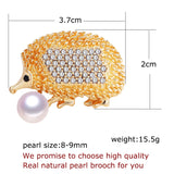 Natural Freshwater Pearl Hedgehog Brooch for Women