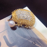 Natural Freshwater Pearl Hedgehog Brooch for Women