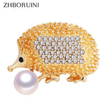 Natural Freshwater Pearl Hedgehog Brooch for Women