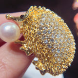 Natural Freshwater Pearl Hedgehog Brooch for Women
