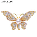 Natural Pearl Brooch Zircon Micro Insert Butterfly Pearl Jewelry