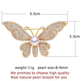 Natural Pearl Brooch Zircon Micro Insert Butterfly Pearl Jewelry