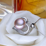 Natural Freshwater Pearl Heart Pendant 925 Silver Jewelry Women Gift