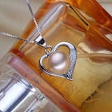 Natural Freshwater Pearl Heart Pendant 925 Silver Jewelry Women Gift