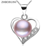Natural Freshwater Pearl Heart Pendant 925 Silver Jewelry Women Gift
