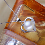 Natural Freshwater Pearl Heart Pendant 925 Silver Jewelry Women Gift