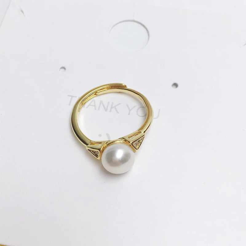 Real Pearl Ring 925 Silver Engagement Jewelry Gift