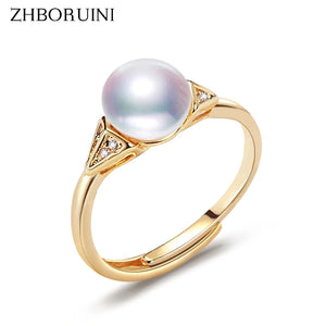 Real Pearl Ring 925 Silver Engagement Jewelry Gift