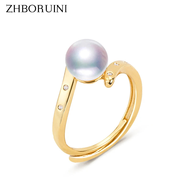 Real Natural Pearl Ring Ins Personality 14K Gild Engagement