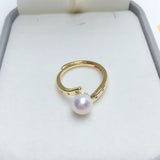 Real Natural Pearl Ring Ins Personality 14K Gild Engagement