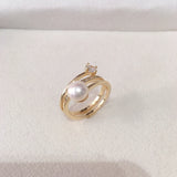 Real Freshwater Pearl Ring 18K Plating Women Jewelry Multilayer