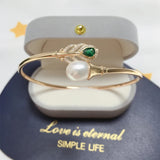 Green Zircon Mosaic Pearl Bracelet Natural Freshwater Pearl Elastic