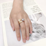 Leaf Pearl Ring Freshwater Pearl Micro Inlaid Zircon Women Jewelry