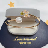 Delica Freshwater Pearl Elastic Bracelet 14K Plated Pearl Jewelry