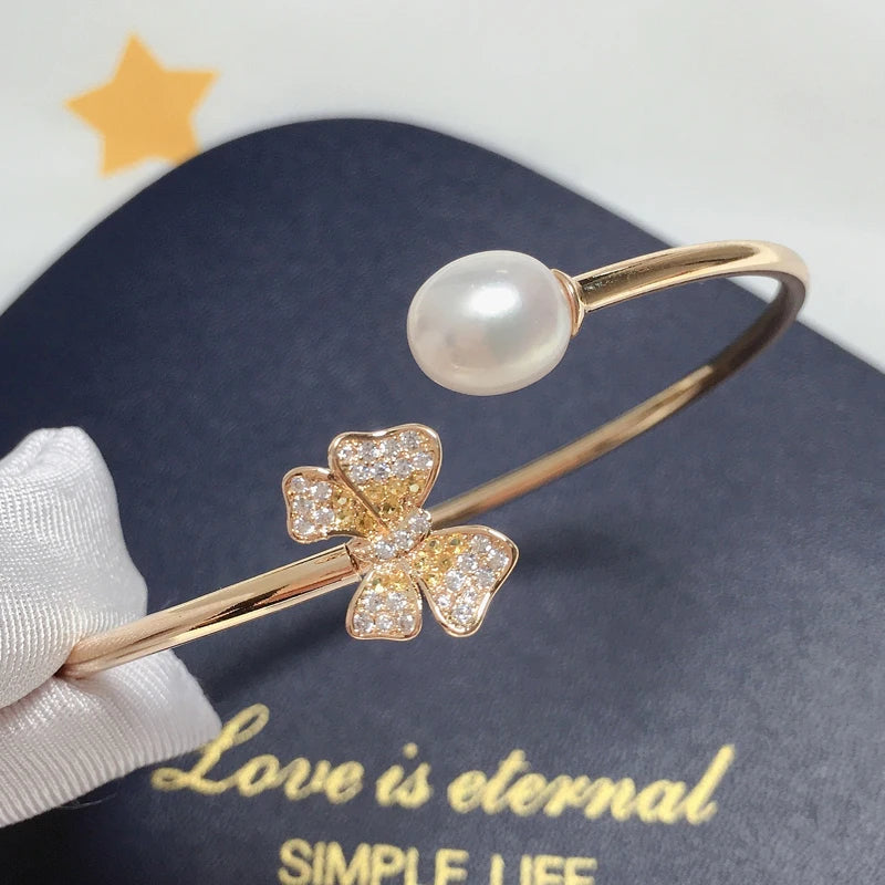 Delica Freshwater Pearl Elastic Bracelet 14K Plated Pearl Jewelry