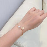 Delica Freshwater Pearl Elastic Bracelet 14K Plated Pearl Jewelry
